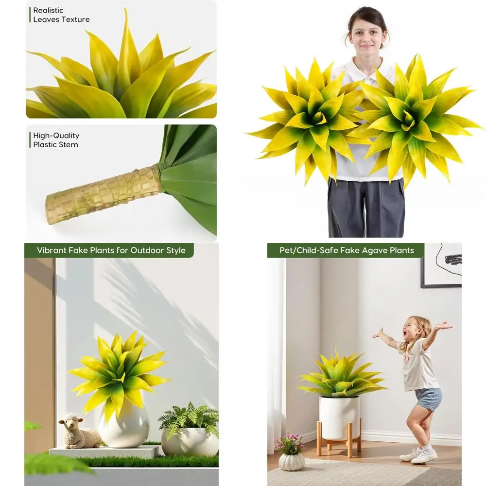 

Набор из 2 искусственных желтых агнутых растений высотой 28 дюймов, устойчивых к ультрафиолетовому излучению для домашнего декора, искусственных растений