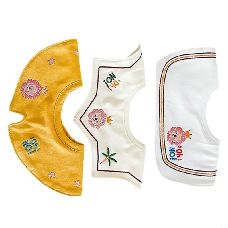 54DF 3 stuks babyvoeding slabbetjes borduren cartoon patroon slabbetjes voor baby kwijlen schort