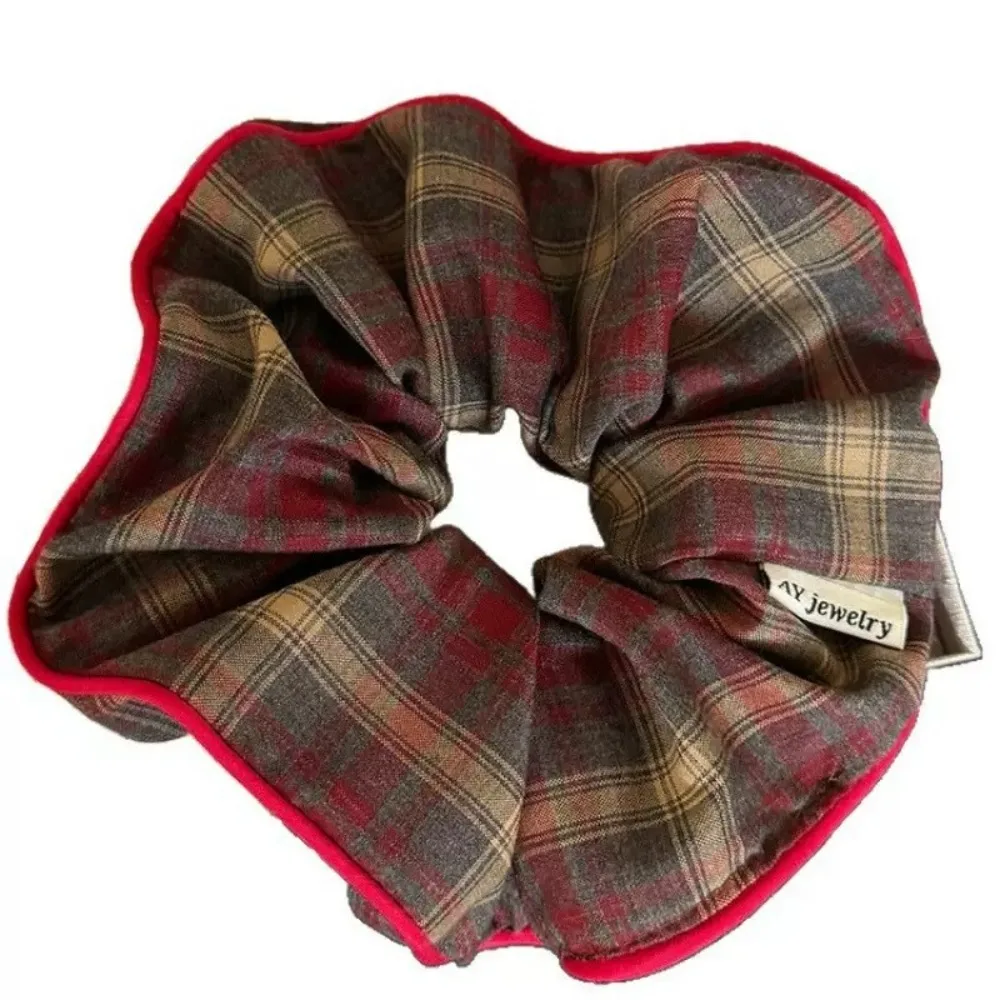Sweet Cloth Hair Scrunchie Soft Fabric Elastic Band Hair Band Plaid Pattern Hair Tie Party Look