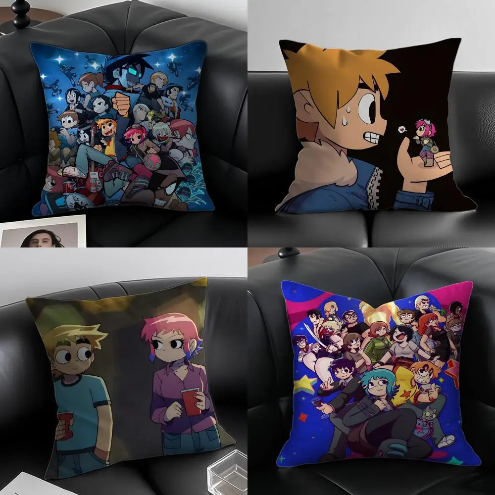 S-Scott Pilgrim vs. the World Cushion Cover Pillow Case Anti-dustmite Invisible zipper silky plush cushion