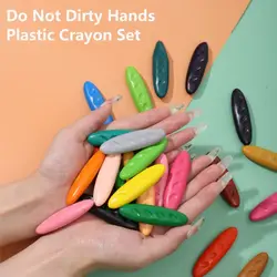 12/24/36 Colors Plastic Plastic Crayon Do Not Dirty Hands Washable Painting Tools Erasable Peanut Shaped Wax Pencil Baby