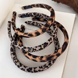 Retro Leopard Print Sponge Headbands for Woman Fashion Temperament Hair Hoop Wash Face Hair Band Female Party Hair Accessories