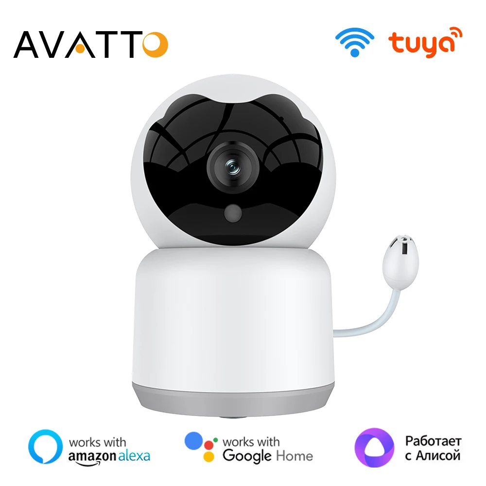 AVATTO Tuya WiFi Baby Wireless Monitor Security Camera,3MP Ultra-Clear Camera Image Night Vision Temperature Humidity Monitoring