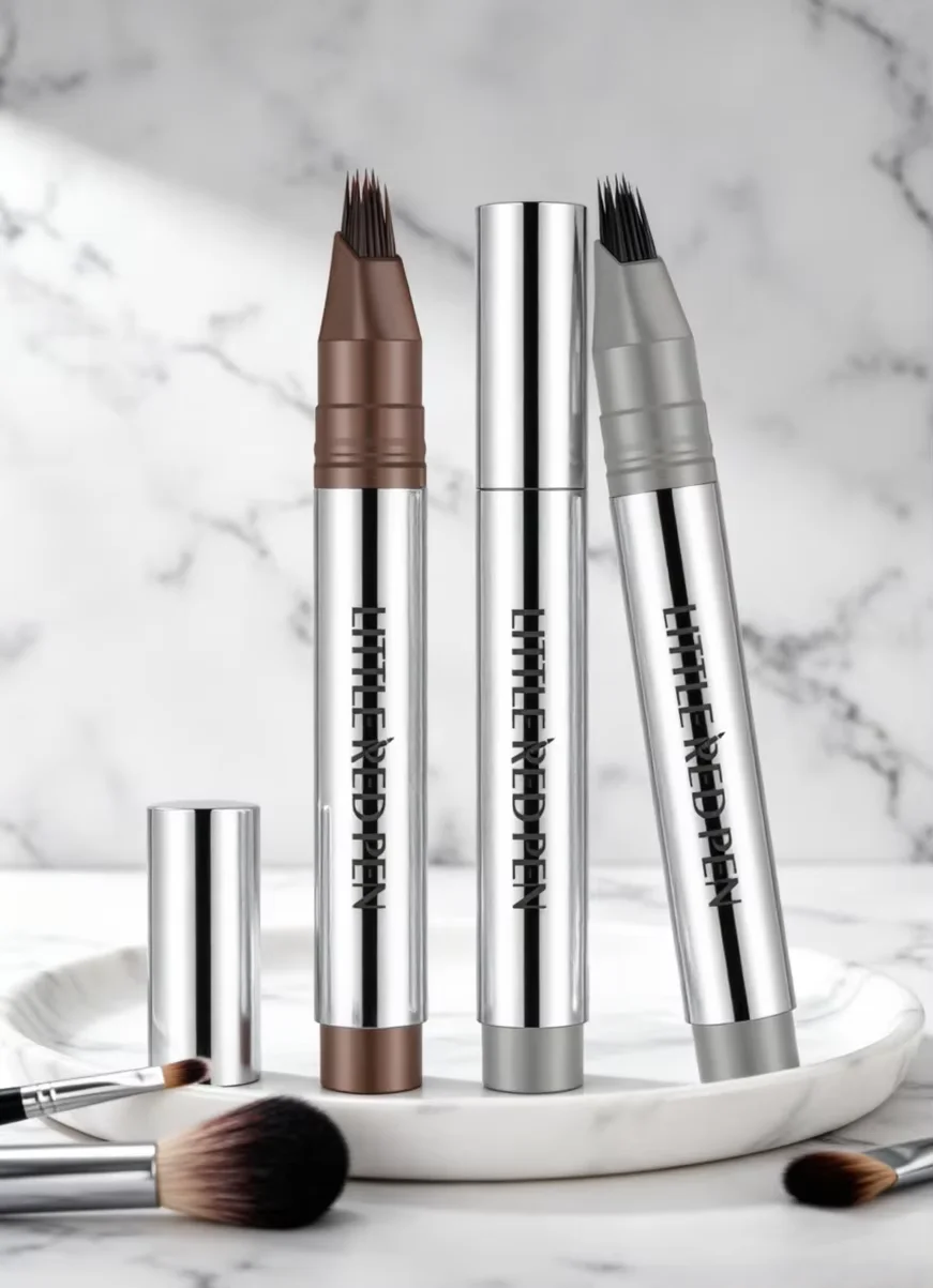Multi-Fork Liquid Eyebrow Tattoo Pen 2 In 1 Beginner One Step Shaping Natural Fluffy Eyebrow Waterproof Hairline Sideburns Fill