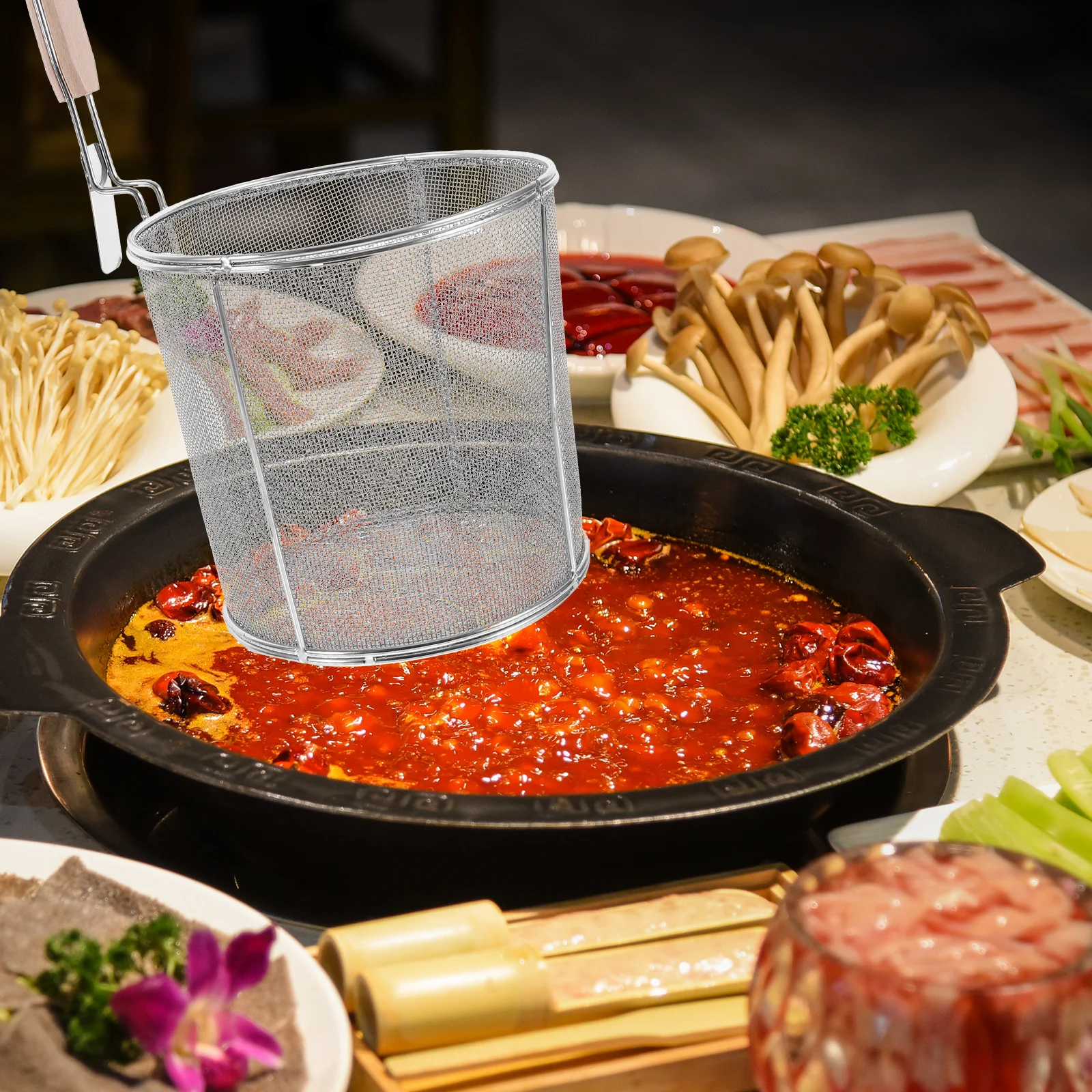 

Stainless Steel Noodle Strainer Fine Mesh Pasta Colander Kitchen Tool For Spaghetti Dumpling Straining Basket With Handle