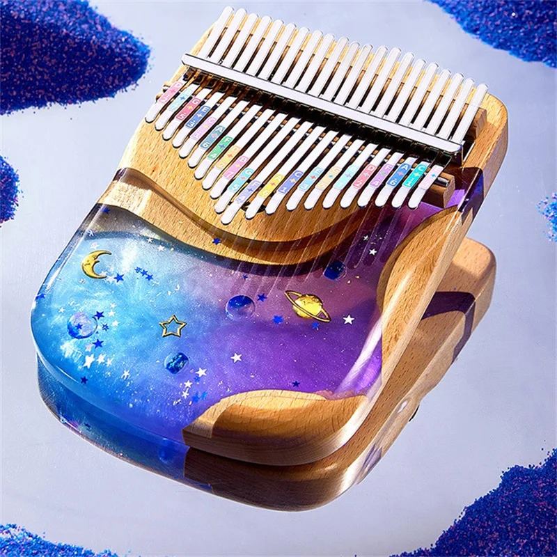 

Kalimba 21-клавишная профессиональная форма для фортепиано с большим пальцем, акриловый кристалл Сакура, клавиатура в космическом стиле, музыкальный инструмент, подарок на день рождения