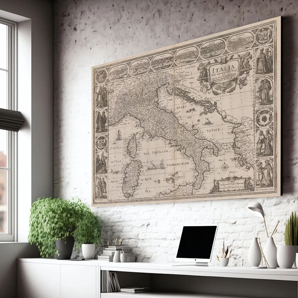 Vintage Italy Map Poster Venice Rome Genoa and Florence Canvas Print Painting Wall Art Studio Living Room Home Decor