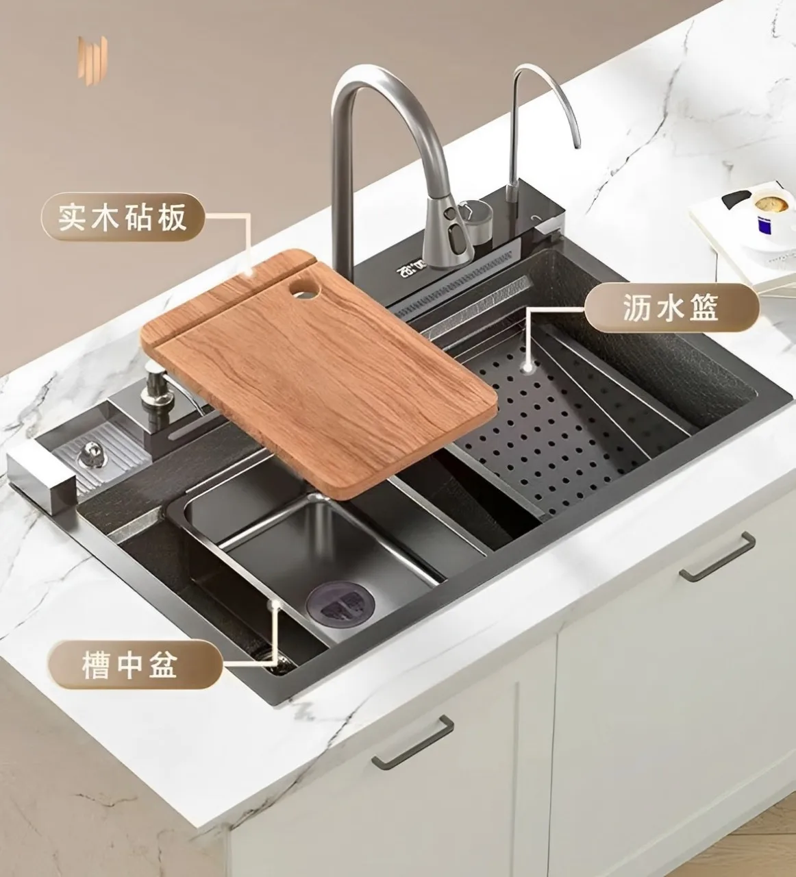 Manufacturer's lowest price, stainless steel kitchen sink, single sink kitchen sink, Feiyu Waterfall faucet