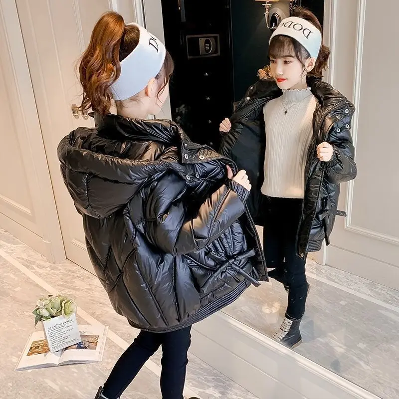 

2025 Autumn Winter Jacket For Girl Hooded Warm Children Girl Winter Outerwear Coat 4-14 Years Kids Teenager Cotton Parkas Outift