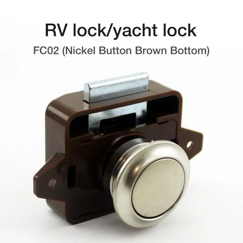 Easy To Use Press Camper Car Push Lock RV Caravan Drawer Latch Button Locks For Furniture Hardware Yacht Ship RV Wall Cabinet