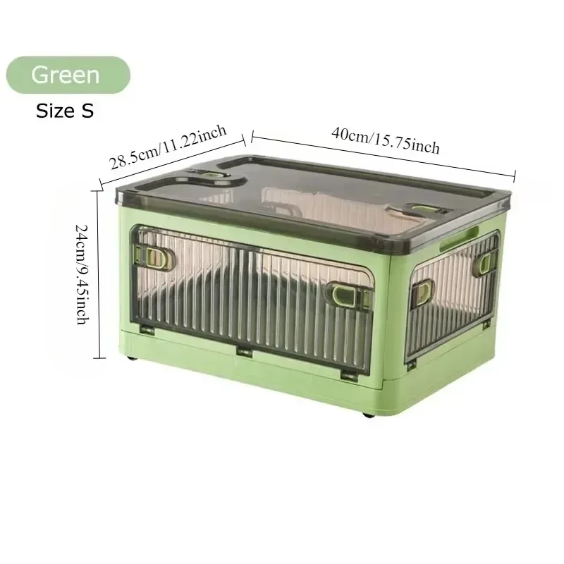 صندوق تخزين قابل للطي مع عجلات منظم شفاف لمكتب غرفة الأطفال وخزانة الكتب والألعاب وحاوية تنظيم المنزل