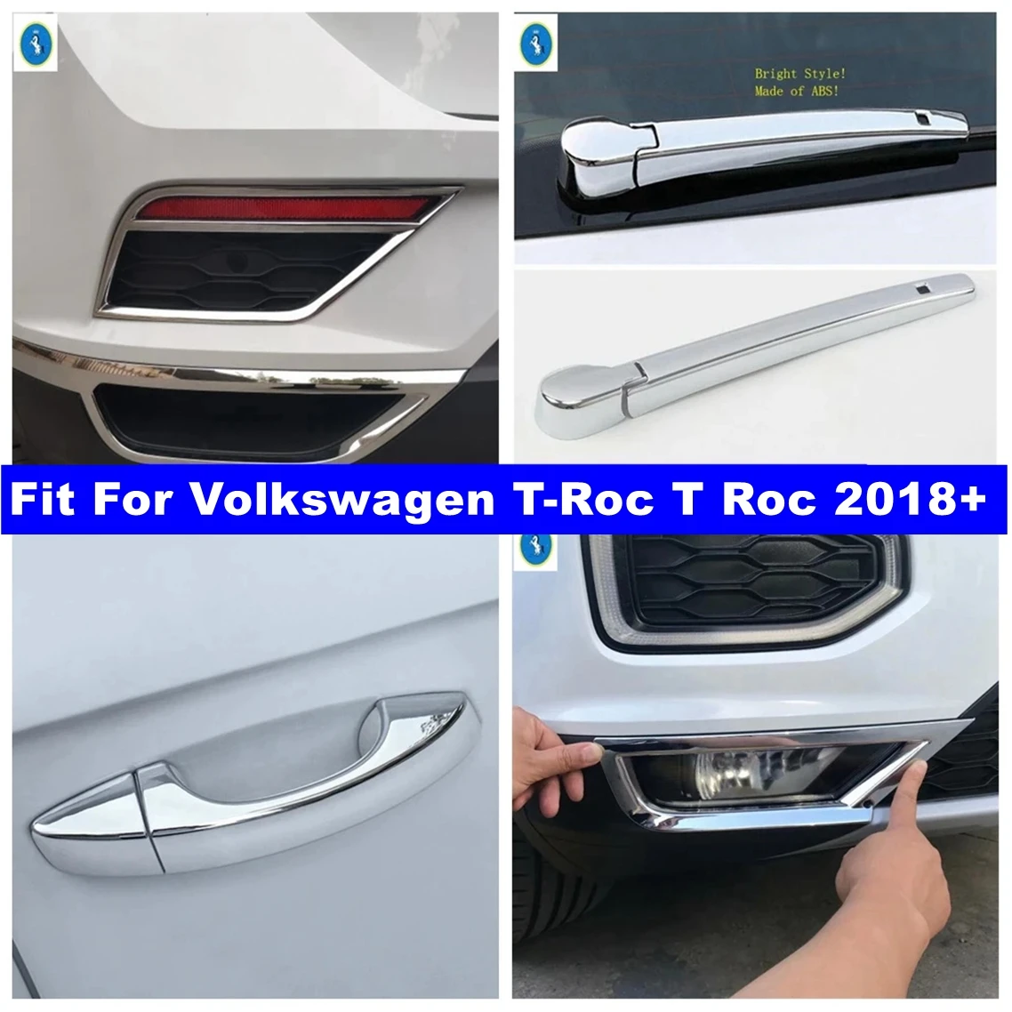 

Shiny ABS Auto Front Rear Fog Lights / Door Handle / Window Wiper Cover Trim For Volkswagen T-Roc T Roc 2018 - 2020 Accessories