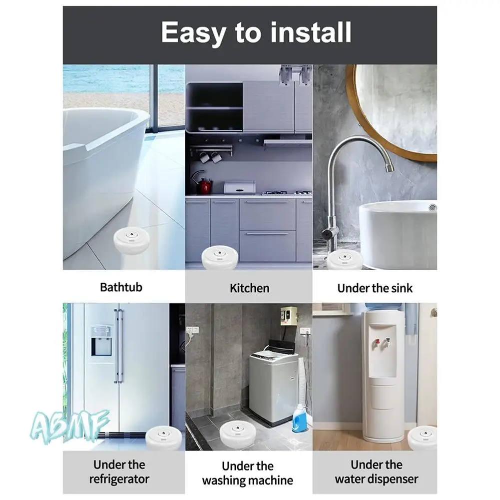 ABMF-Tuya Wifi Flood Sensor Smart Life App Water Leak Sensor Detection Loudly Sound Alarm Linkage Alert Application