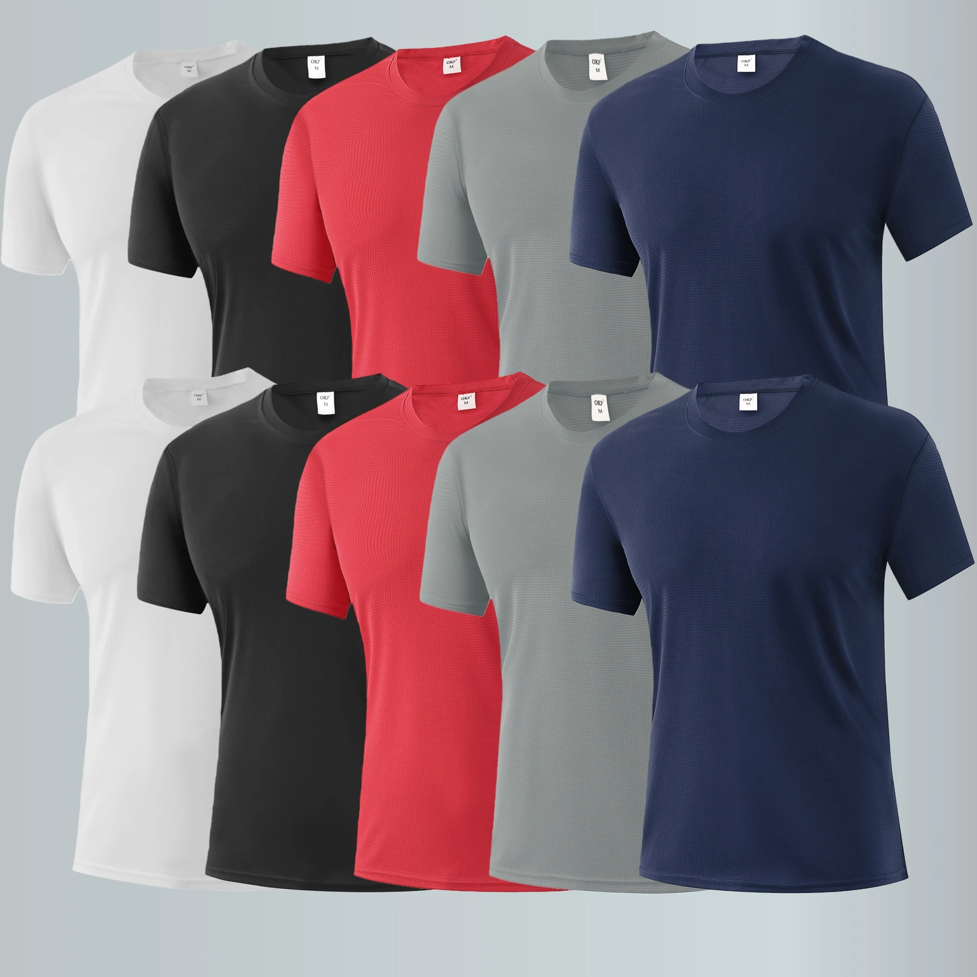 

10PcsMen's Quick Dry Short Sleeve Gym Running Moisture Wicking Round Neck T-Shirt Training Exercise Sport Shirt Tops Lightweight
