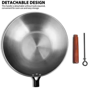 Traditioneller handgefertigter Eisenwok, Küchennadel, nicht bewegende Pfanne, elektromagnetischer Ofen, allgemeine Eisenpfanne, 30 cm, 32 cm 12 Hauptverkauf Pan Wok Iron - №7