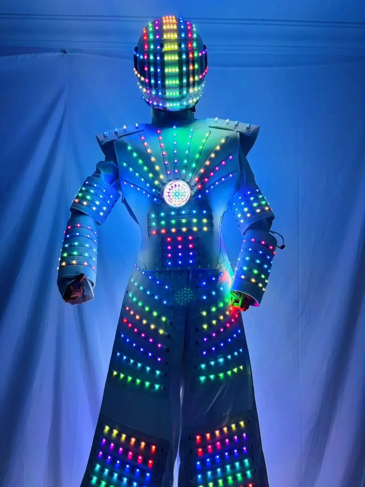 Concert Show Outfit Dancer LED Stilts Walker Costume Luminous LED Costume Clean Shiny Events Holiday Show Performance Suit