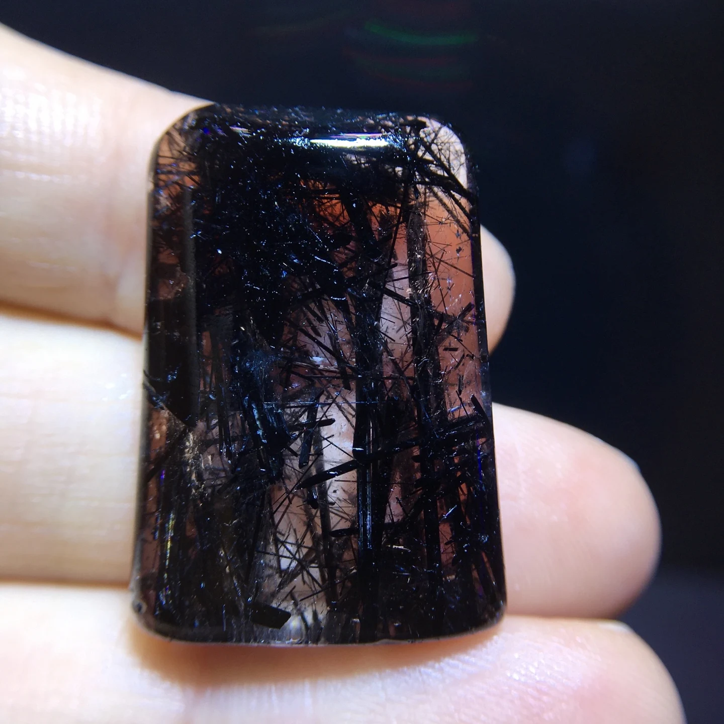 Natural Black Rutilated Quartz Pendant Rectangle 28.6/20.3/6.5mm Rutilated Quartz Jewelry Women Brazil AAAAAAA