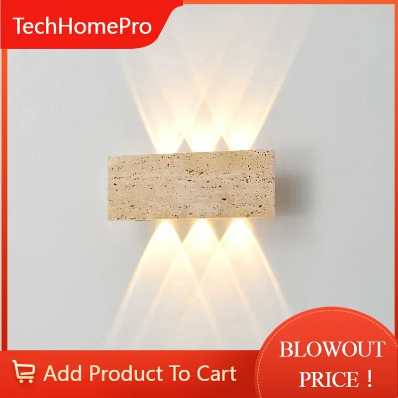 TechHPWabi-sabi LED Wall Lamp Garden Light Stone IP65 Outdoor Waterproof Bedside Retro Sconces