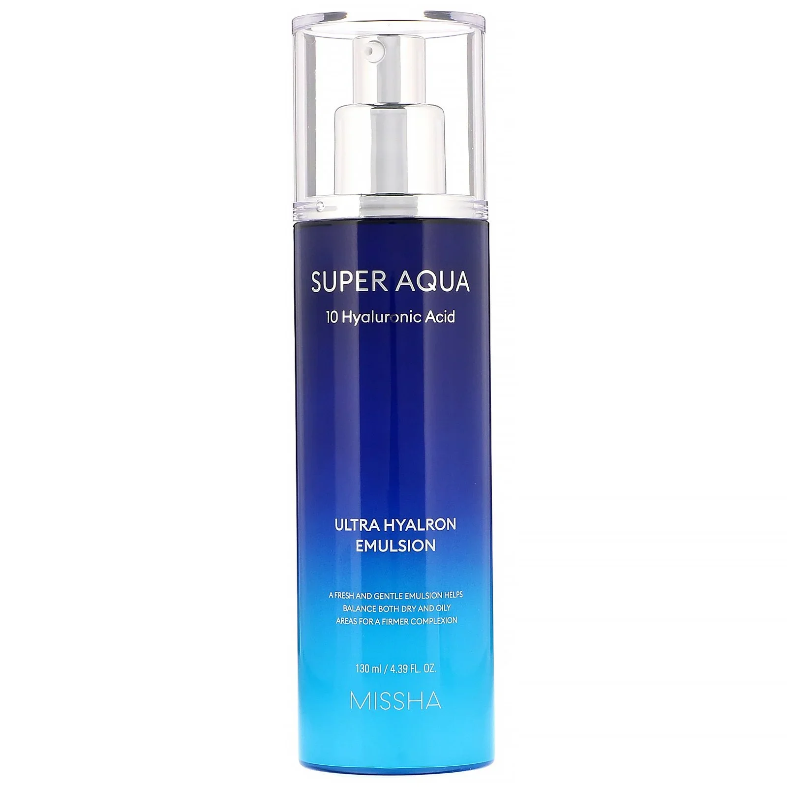 MISSHA Super Aqua 10 Hyaluronic Acid Ultra Hyalron Emulsion 130ml Moisturizing Serum Face Care Cream