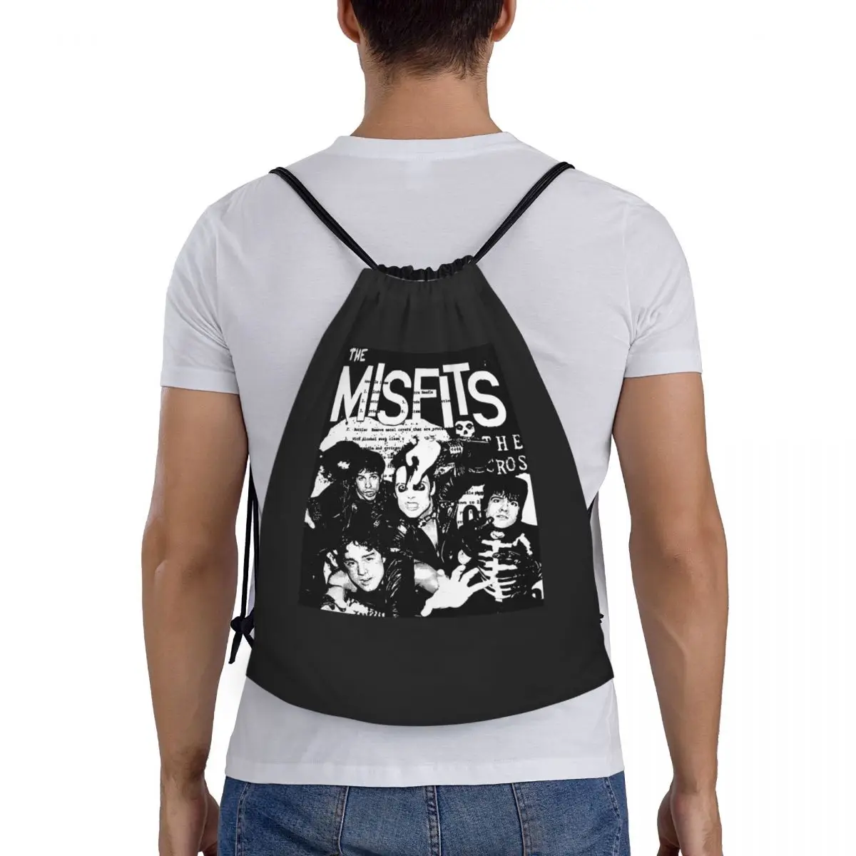 Heavy Metal Misfits Skull zaino con coulisse borsa da palestra sportiva per uomo donna Punk Rock Band Shopping Sackpack