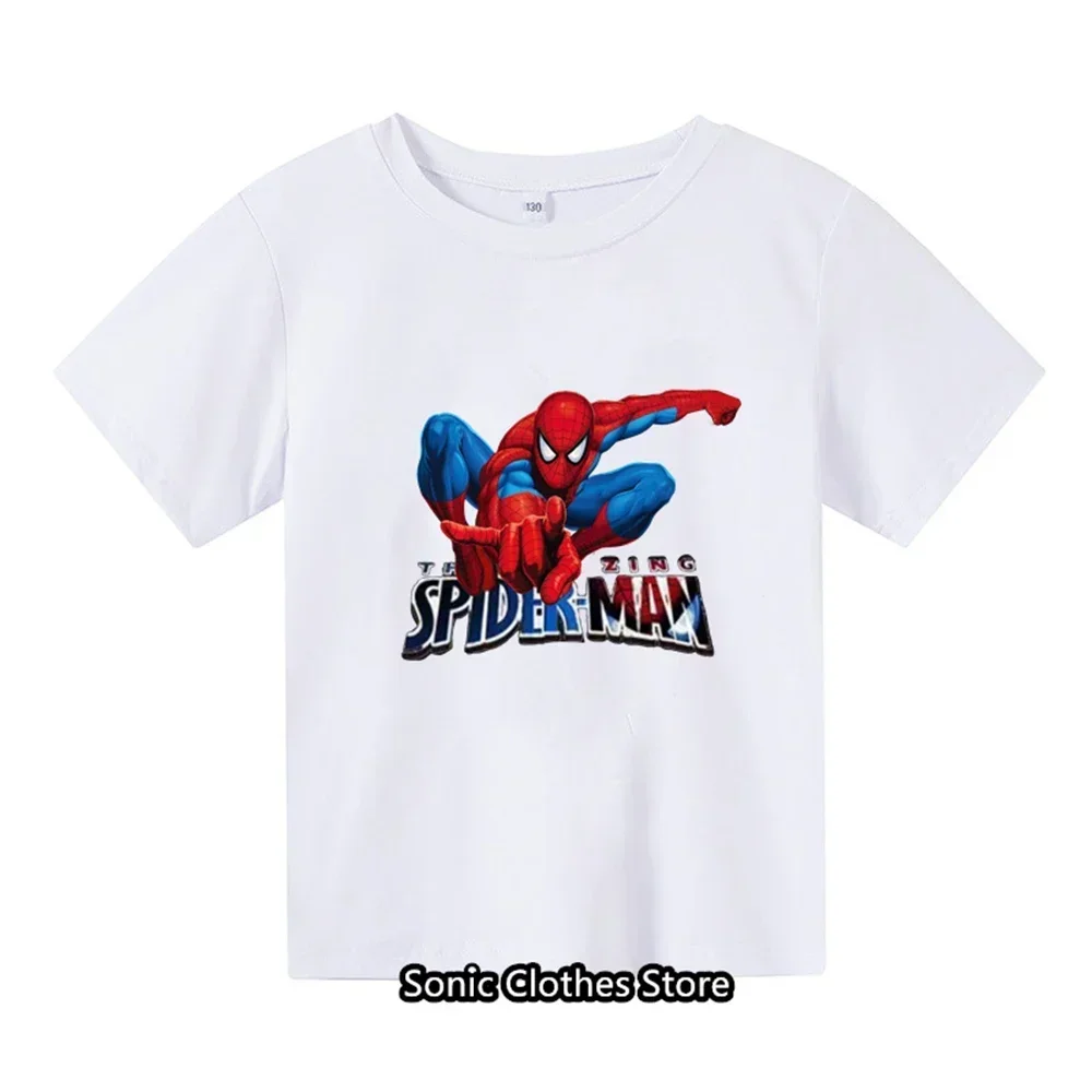 Summer New Marvel Cartoon Boys and Girls Children's Printed T-shirt Children's Summer Fashion Short sleeved T-shirt Top