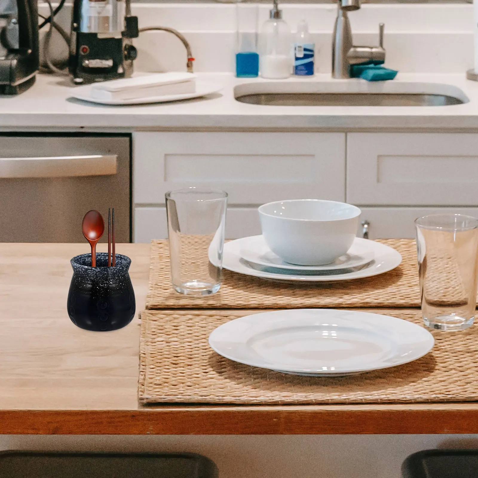 

1Pcs Ceramic Tableware Tool Vintage Design Chopstick Tube Fork Organizer Kitchen Supply Decorative Countertop Organizer