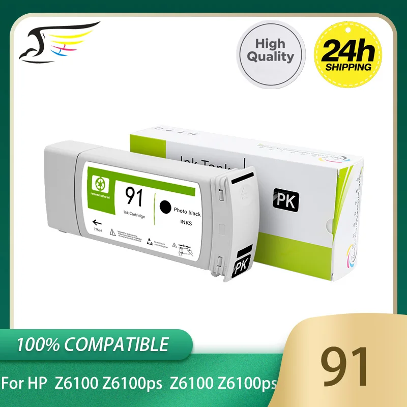 

BFHH For HP 91 Compatible Ink Cartridge With Full Pigment Ink HP91 For HP Designjet Z6100 Z6100ps Printer 775ML C9464A C9465A
