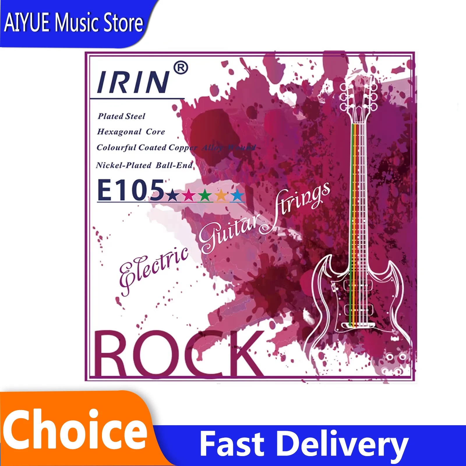 10/20/50Set Electric Guitar Strings E105 Copper Alloy Wound Hexagonal Steel Core 6-String Guitarra String Guitar Bass Parts