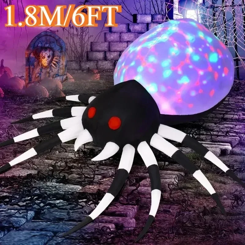 

6 футов вечерние и праздничные украшения «сделай сам», надувные игрушки на Хэллоуин, паук с волшебным светом, взорвать лужайку, двор, сад, украшение для дома