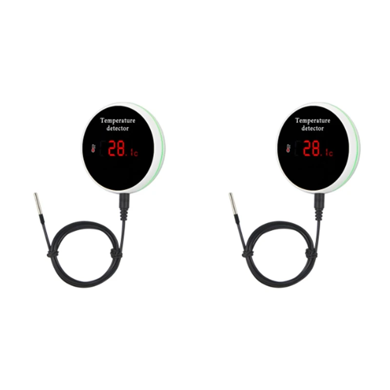 

2X Tuya Smart Home Wifi Temperature Sensor Wire Digital Smartlife Thermometer Room Water Pool Thermostat Alarm EU Plug