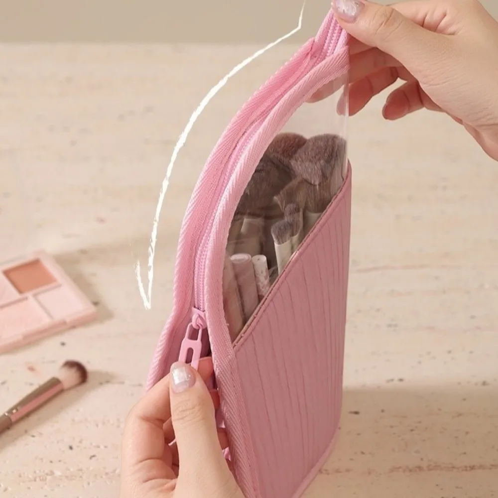 Large Capacity Vertical Cosmetic Bag Portable Visible Makeup Brush Case Standing Waterproof Travel Storage Pouch Men