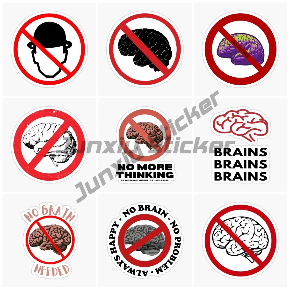 WARNING NO BRAIN Creative JDM Decoration Vinyl Waterproof Trunk Waterproof Car Wrap Auto Parts