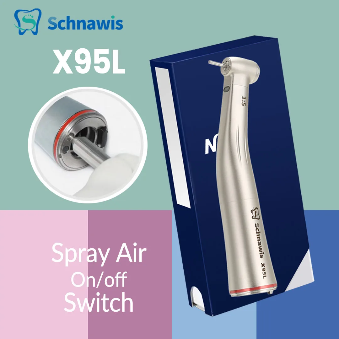 NSK X95L contraangulo Spray Air On/Off Switch Dental 1:5 Increasing Speed Handpiece Against Contra Angle Optic Fiber Red Ring