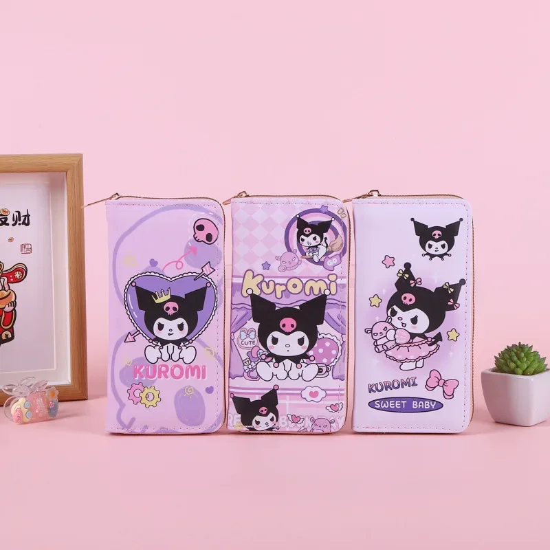 MINISO Kuromi Serie Bedruckte Damen Geldbörse Anime Lange Reißverschluss Geldbörse Große Kapazität Münztüte Cartoon Multi Kartensteckplatz Mädchen Geschenk