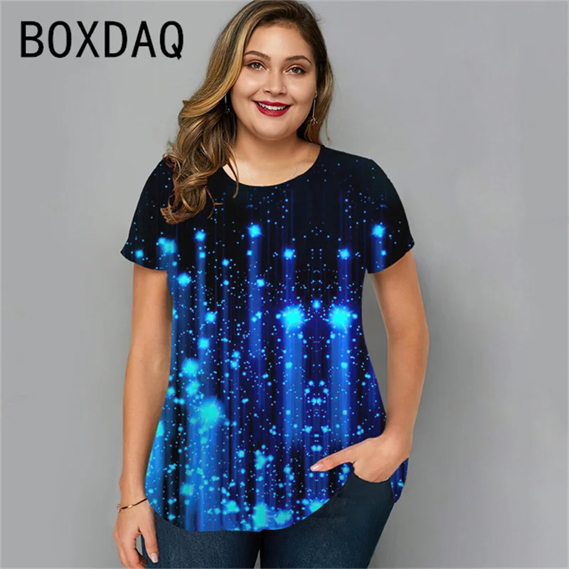 Fashion Big Size Ladies T-shirt 3DGradient Printing Casual Harajuku Tops Plus Size 4XL Women Loose Tee Summer Short Sleeve Tops