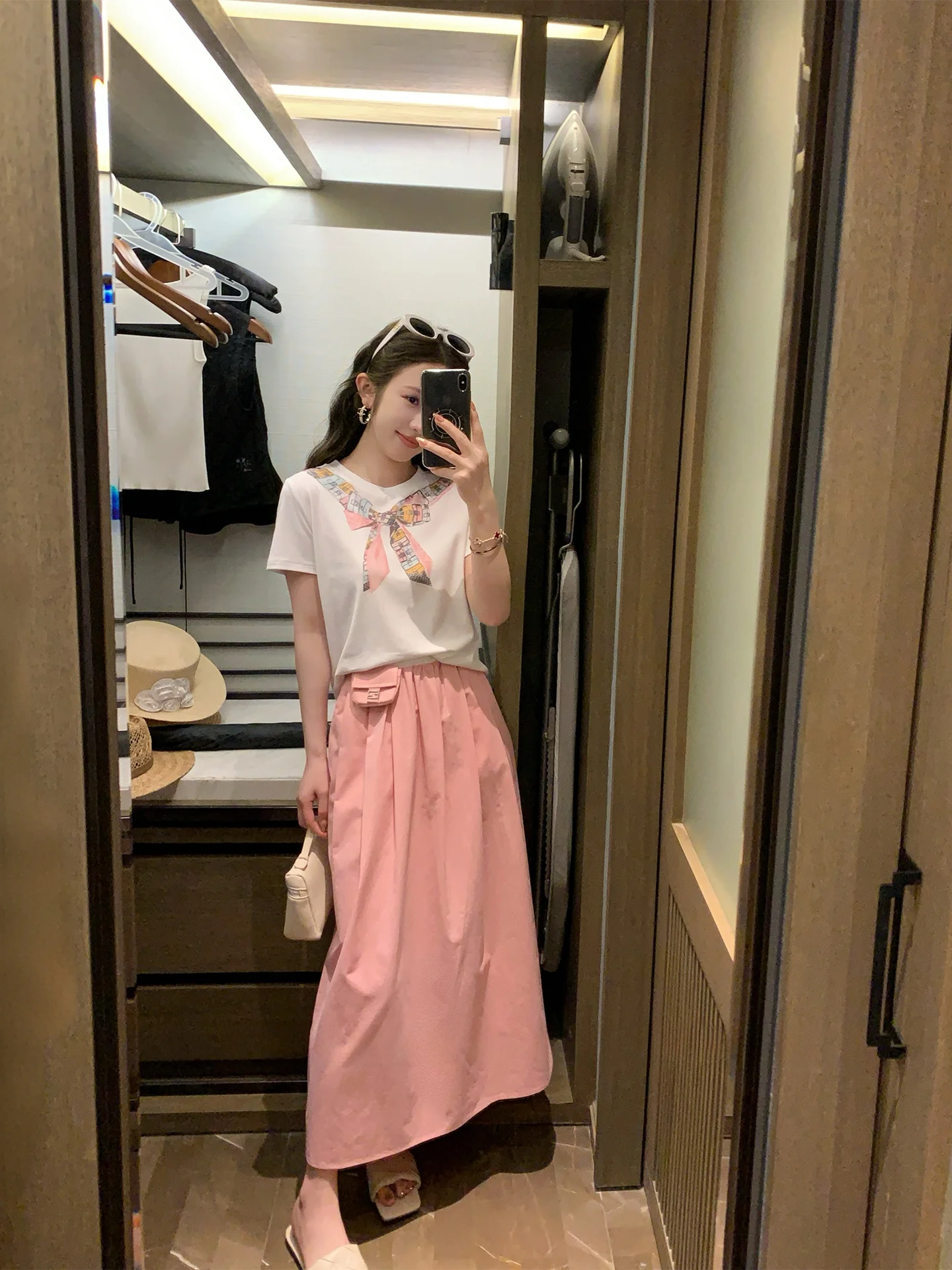 

Summer Cotton Half Skirt Set Women's Fashion Korean Style Two-Piece Pure Cotton Dopaamine Clothing Short Sleeve T-Shirt