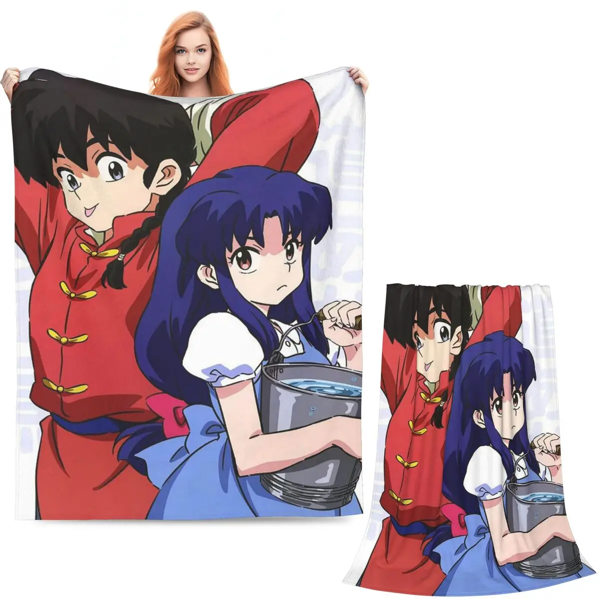 P Chan Ranma Akane Anime Blanket Soft Warm Flannel Throw Blanket Bedding for Bed Living room Picnic Travel Home Sofa