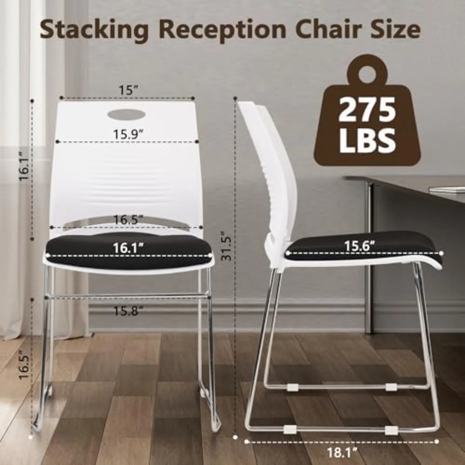 Stacking Home Office Guest Chair, Reception Stackable Chairs with Metal Sled Base, Conference Lobby Waiting Training