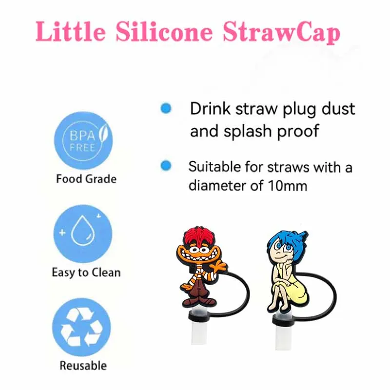 Inside Out 10mm Straw Covers Cap Toppers Compatible with Stanley Tumbler Cups,Reusable Cute Silicone Straw Tips Lids Protect