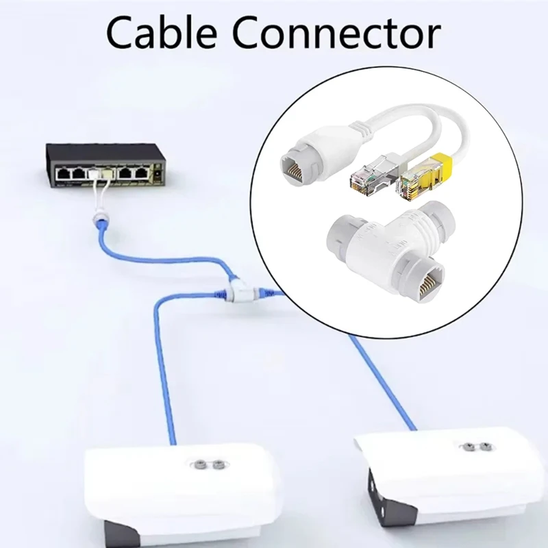 ABGH POE Splitter 2 in 1 RJ45 Connector Three-Way Network Cabling, POE Cable for IP Security Camera, 100M Ethernet Splitter