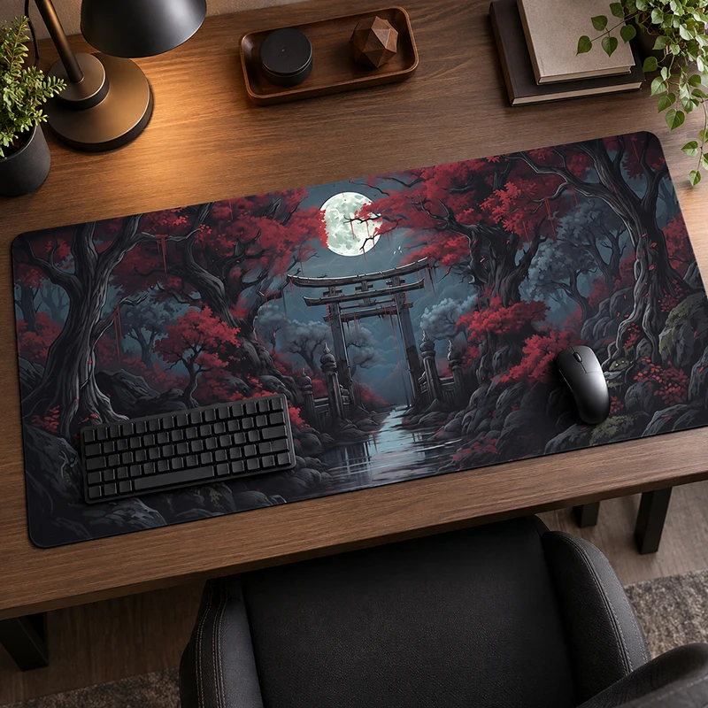 Mouse Pad Crimson Moon Torii Forest Gaming XL HD Large Mousepad XXL Mechanical Keyboard Pad Office Soft Non-Slip Gaming laptop