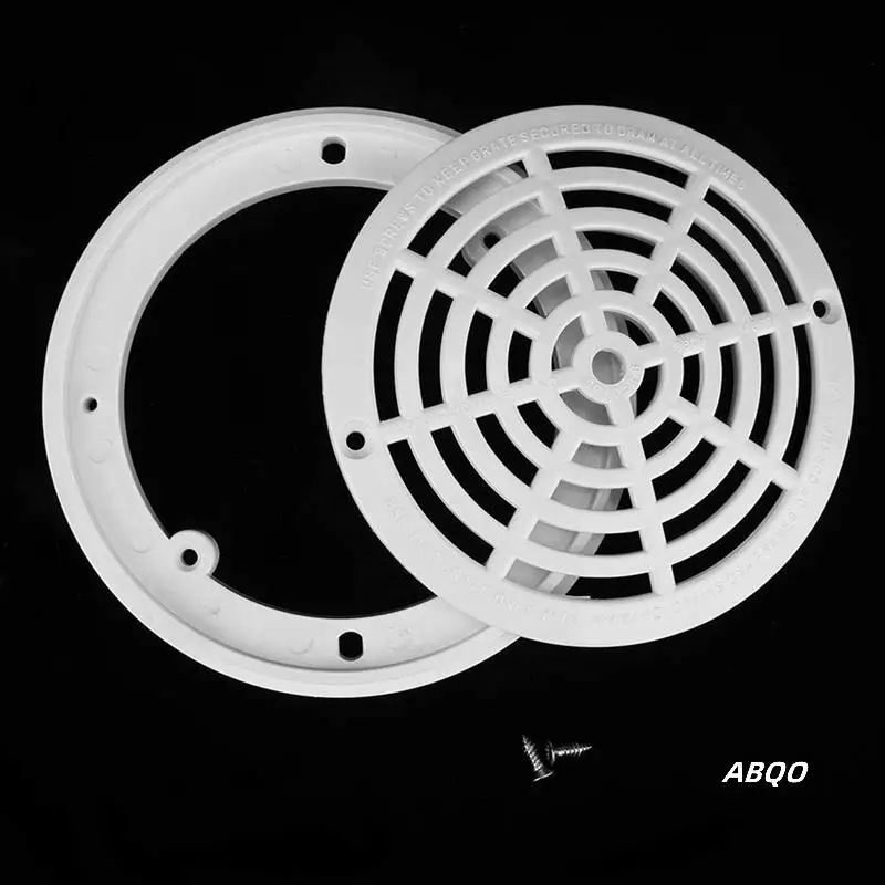 

4Pcs 8Inch Pool Main Drain Cover The Top Grate Bottom Mounting Plates White Replacement Pool Drain Cover