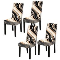 4/6pcs Dining Chair Covers Abstract Wave Curve Pattern Machine Washable Removable Living Room Decorative Chair Protective Cover
