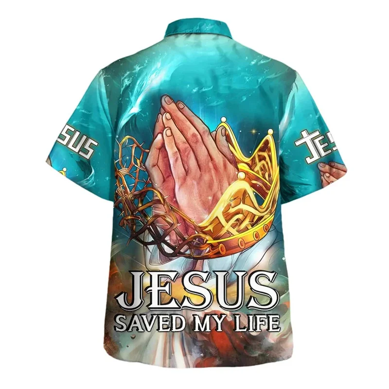 Camisas hawaianas de Jesús Love Me God PARA hombre y mujer, camisa Floral de verano, Tops de playa a la moda