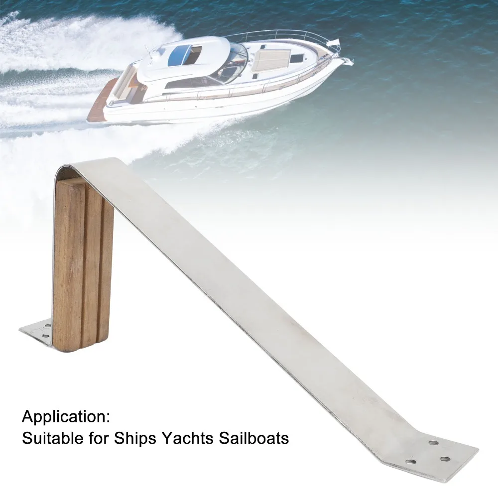 

304 Stainless Steel Mast Steps 11-1/4x5-1/8in Grooved Teak Pad Stainless Steel Mast Step Boat Mast Steps Boating Equipment
