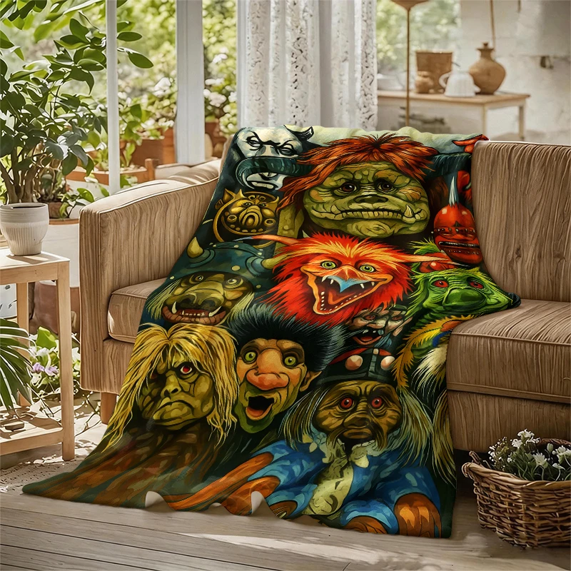 Colorful Monster Group Ultra-Soft Fluffy Flannel Blanket Super Cozy Lightweight Bed Blanket for Halloween Sofa Bed Christmas