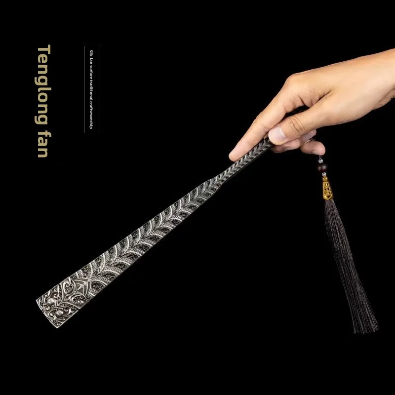 Abanico Plegable de Acero Cromado con Patrón de Dragón de 10 Pulgadas, Estilo Chino, para Tai Chi, Danza, Decoración del Hogar, Regalo Coleccionable