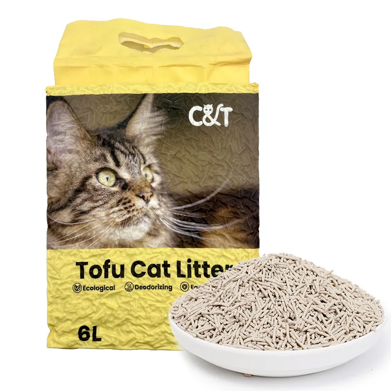 

STLF ODM High-end Deodorizing and Dust-free 6L Plant Fiber Strong Caking Safe Tofu Cat LitterS
