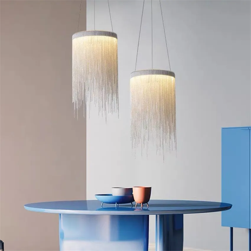 Nordic Luxury Bedside Tassel Pendant Light, Modern Chandelier for Restaurant Bar Entryway Hallway Ceiling Decor
