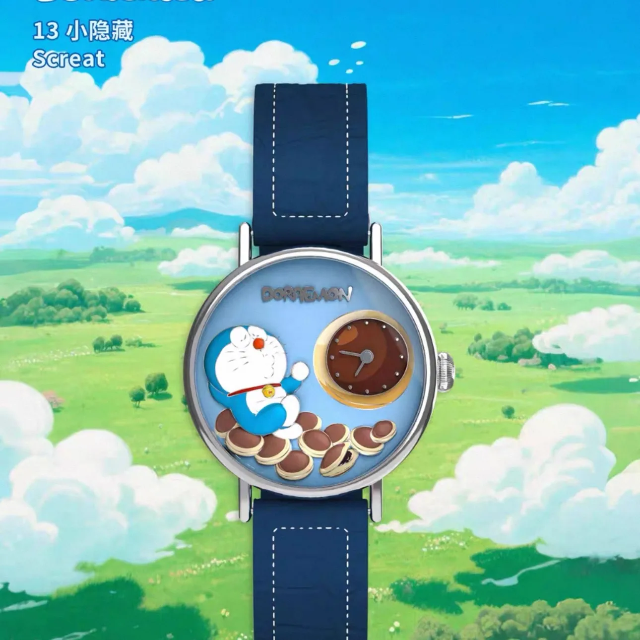 Caja ciega MINISO Doraemon, reloj Doraemon, serie de colaboración, caja ciega de juguete, figura bonita, juguetes de anime, regalo de cumpleaños para niños y mujeres